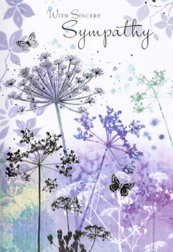 The illustration on this sympathy card is a delicate, nature-inspired scene that echoes the quiet beauty of Forest Hill's tree-lined paths on a misty morning. From the base of the card, fine, almost threadlike stems emerge, each carrying a lacework of umbelliferous blooms painted in layered violets, gentle blues, and soft grey-greens. The flower heads are detailed yet airy, their tiny florets fading into transparency at the tips, so they appear to float rather than sit solidly on the page. Behind them, the background is gently washed with watercolour, where muted purples and silvery tones blend like distant clouds over the hills near Honor Oak. Transparent butterflies drift between the blossoms, their wings lightly tinted and only just defined, as if caught mid-flight in a soft breeze. The scene feels hushed, as though the flowers and butterflies exist within a cocoon of stillness and reflection. Light seems to filter evenly across the card, creating no sharp shadows, just a continuous, comforting glow. The composition leaves generous open space around the stems, allowing the eye-and the heart-to rest. As florists working with families in Forest Hill, we understand how important these gentle details can be when expressing sympathy. This card offers more than a simple message; it conveys calm, compassion, and understanding through colour and form. The muted hues and feathery textures suggest a tender touch, like running your fingers over the petals of a freshly arranged condolence bouquet. It is a quiet yet powerful way to send condolences, offering visual solace that accompanies your words with sensitivity and care.
