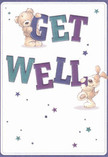 With an irresistible sense of cheer, this get well card comes alive with two sweet characters-a teddy bear with fluffy, caramel fur and a lively puppy with big, floppy ears-each joyfully cradling and balancing the bright letters that declare 'Get Well.' The indigo and teal hues of the text spark hope against a soft, creamy background, while a constellation of playful stars in blues and purples scatters warmth across the scene, echoing the vibrant community around Forest Hill station. The illustrated fur of the animals feels almost touchable, like a comforting embrace awaiting someone on the mend. Pairing this heartwarming card with a fresh bouquet from Forest Hill Flowers brings both visual brightness and heartfelt comfort to anyone recovering in the area, offering a tender touch of local kindness and positivity when it matters most.